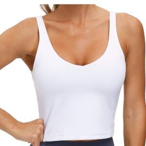 The Gym People White Women’s Sports Bra with Medium Support.